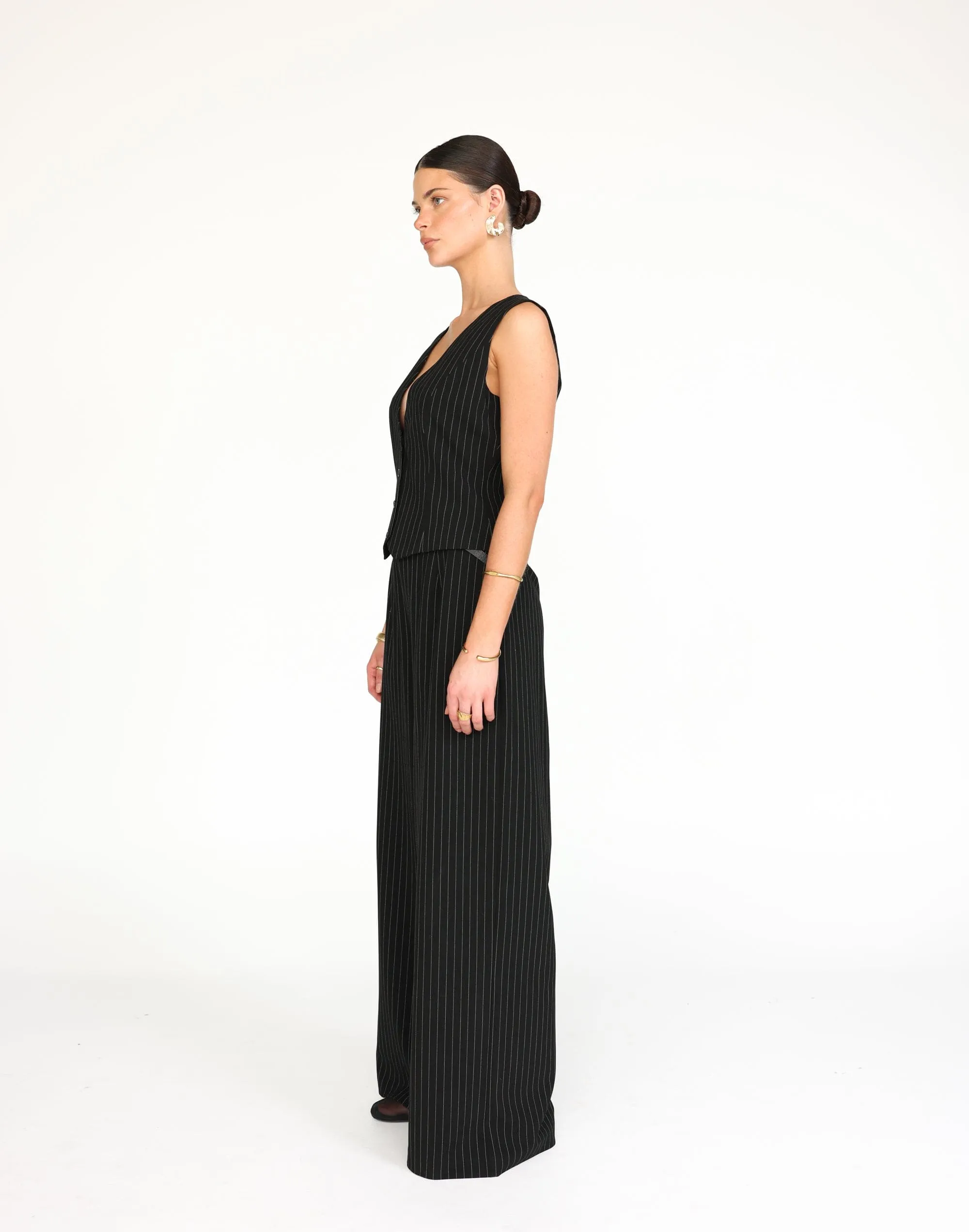 Kenza Pants (Black Pinstripe)