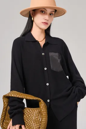 Knitted Long Sleeve Merino Wool Button Down Shirt