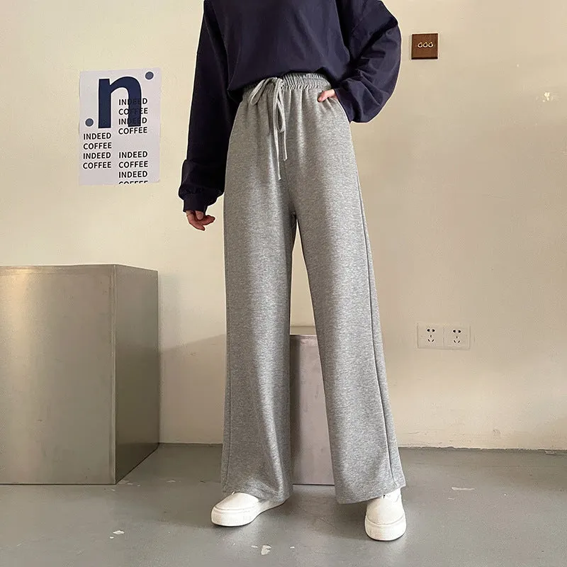 Korean Loose Thin Flare Leg Pants All-Matching Straight Jeans Student High Waist Casual Women Pants