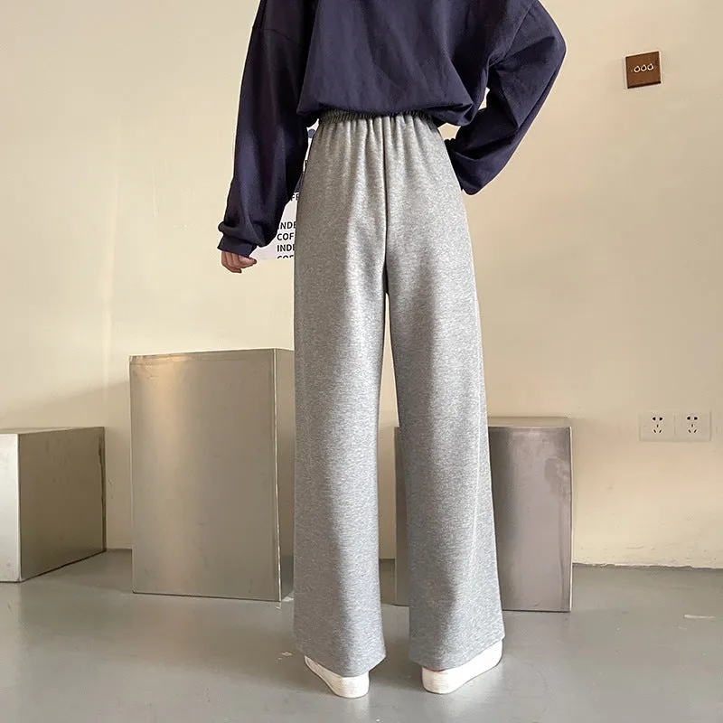 Korean Loose Thin Flare Leg Pants All-Matching Straight Jeans Student High Waist Casual Women Pants