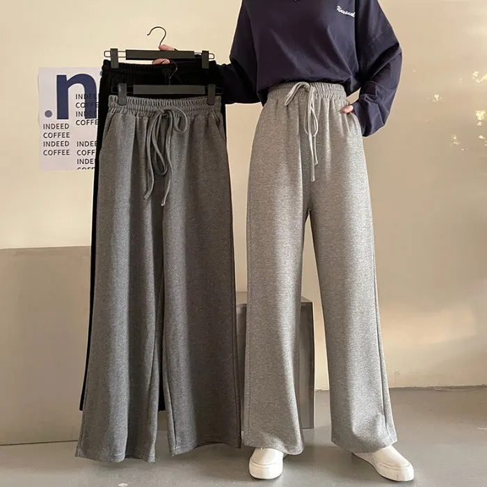 Korean Loose Thin Flare Leg Pants All-Matching Straight Jeans Student High Waist Casual Women Pants