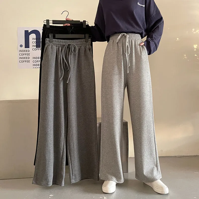 Korean Loose Thin Flare Leg Pants All-Matching Straight Jeans Student High Waist Casual Women Pants