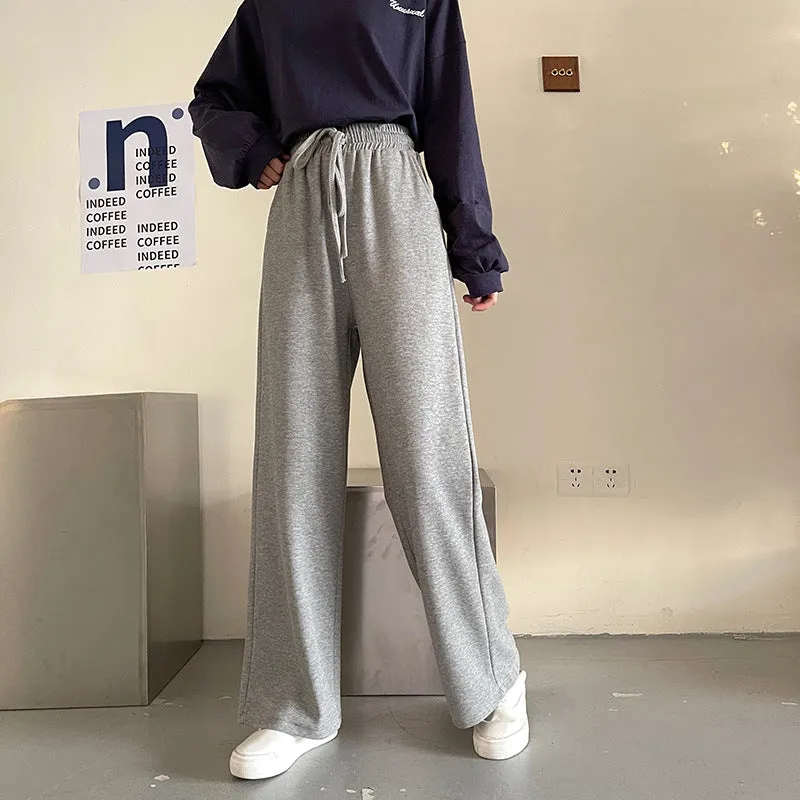 Korean Loose Thin Flare Leg Pants All-Matching Straight Jeans Student High Waist Casual Women Pants