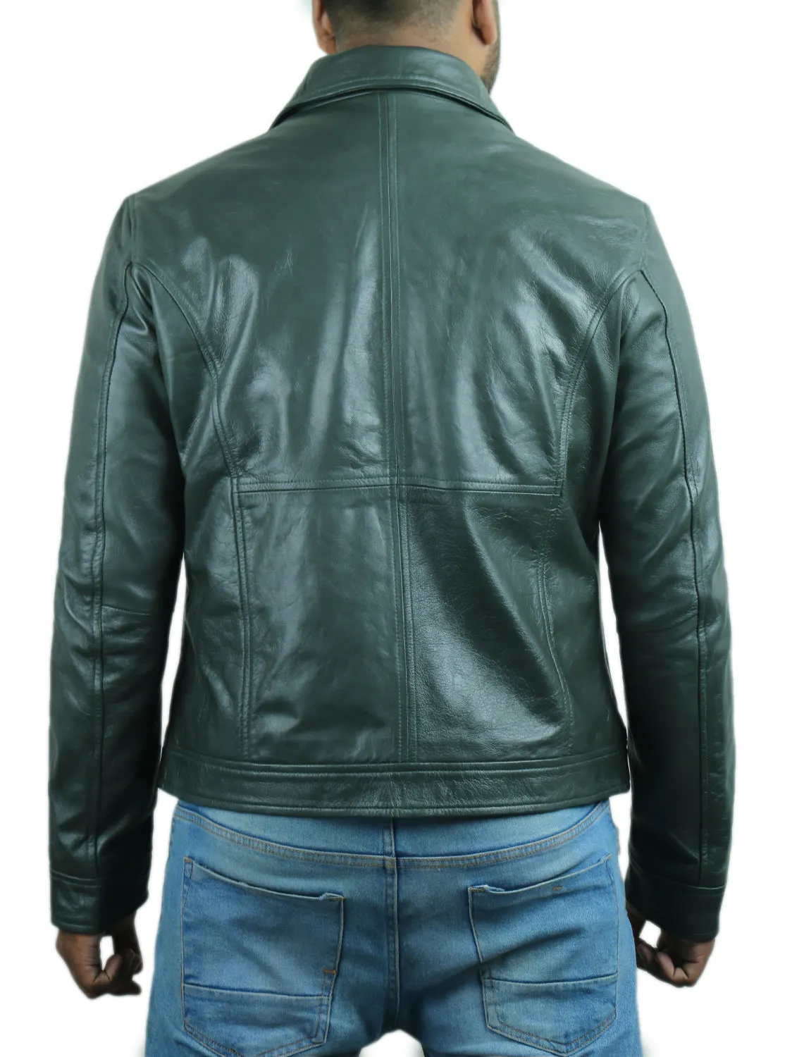 Leather Jackets Hub Mens Genuine Lambskin Leather Jacket (Black, Aviator Jacket) - 1501378