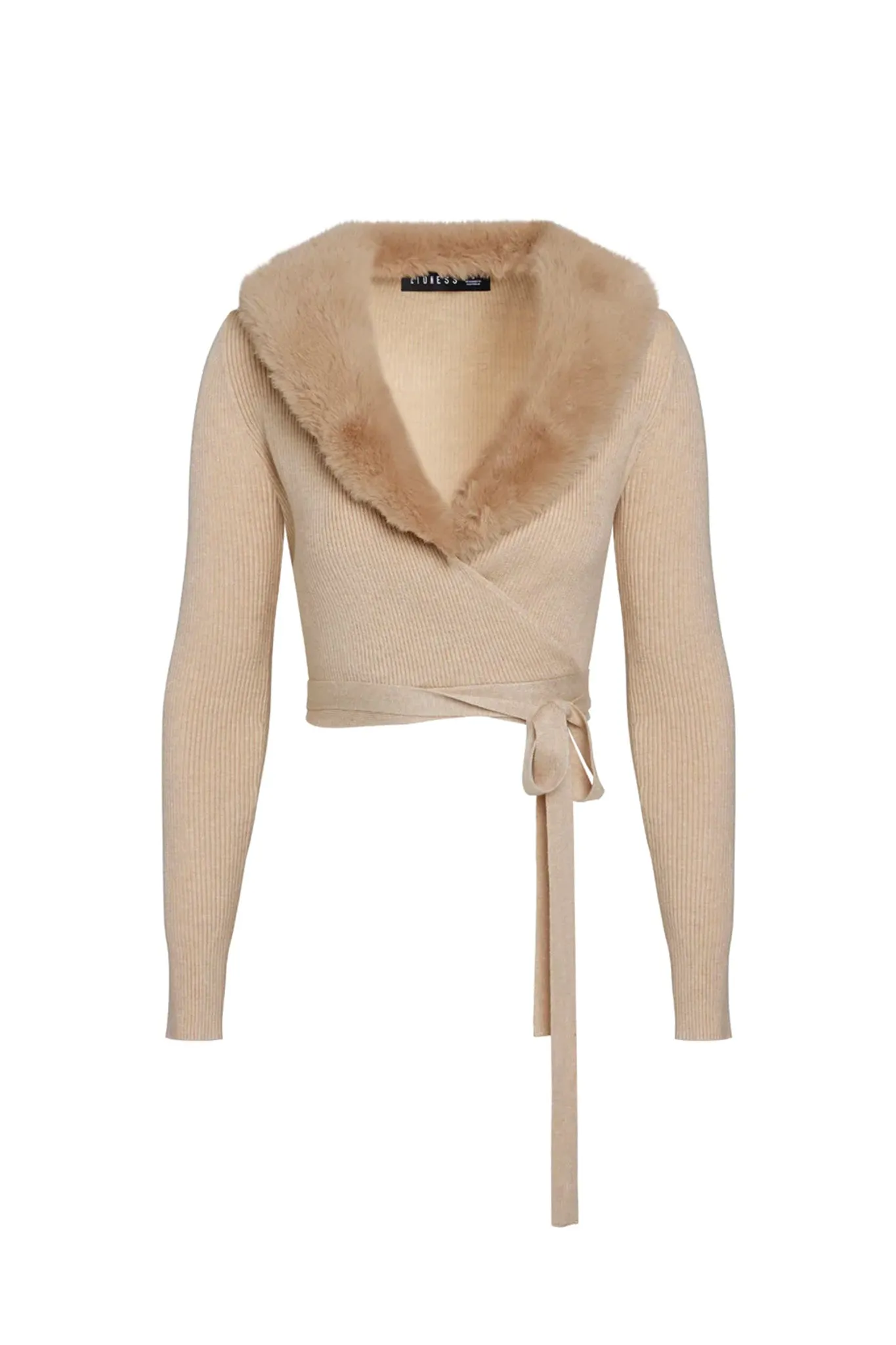 LIONESS Off Duty Wrap Top Beige