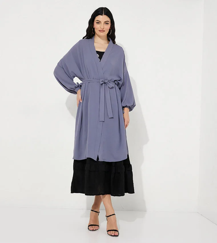 Long plane aerobine belted tunic