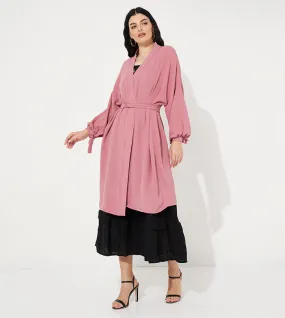 Long plane aerobine belted tunic