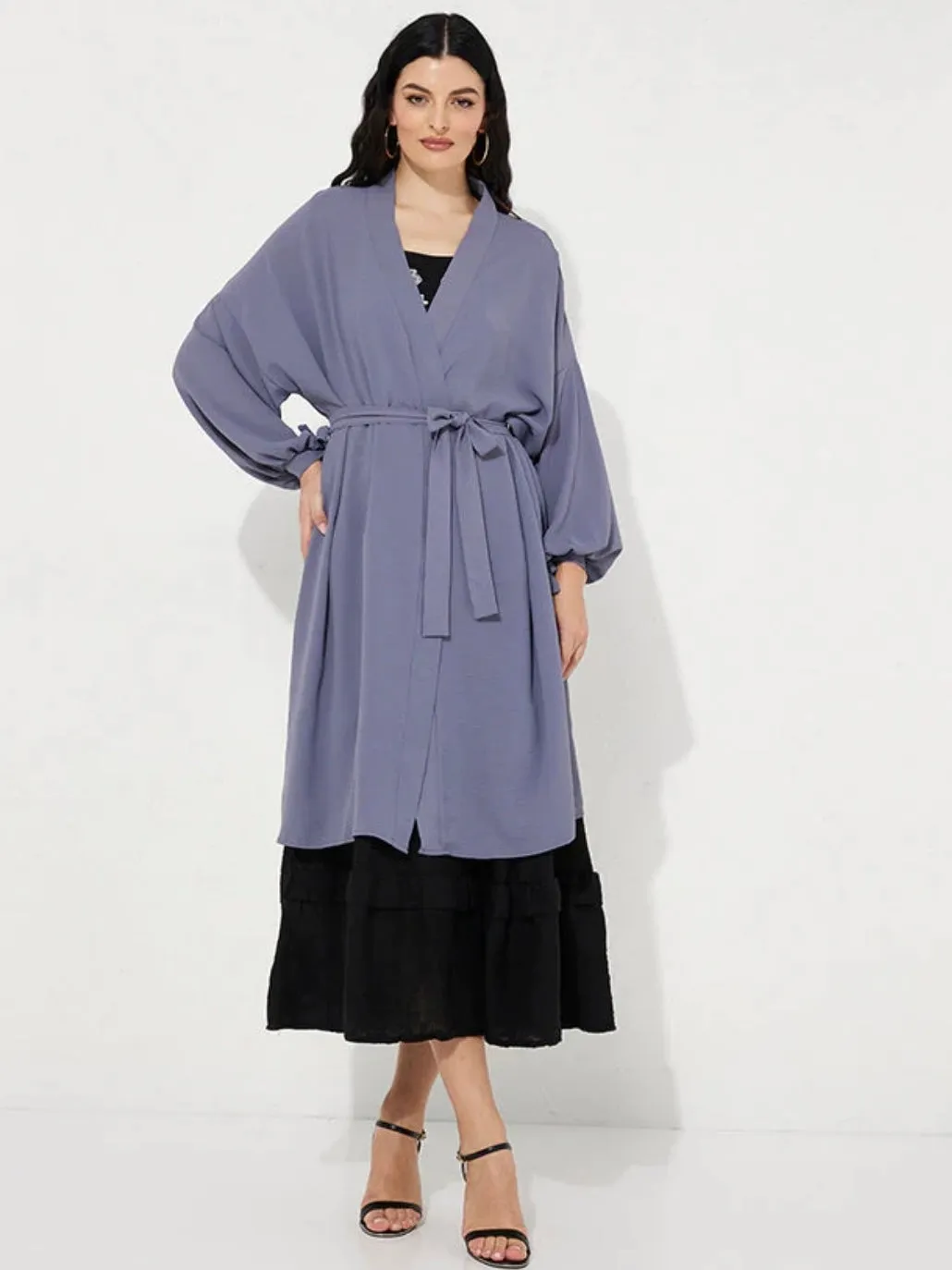 Long plane aerobine belted tunic