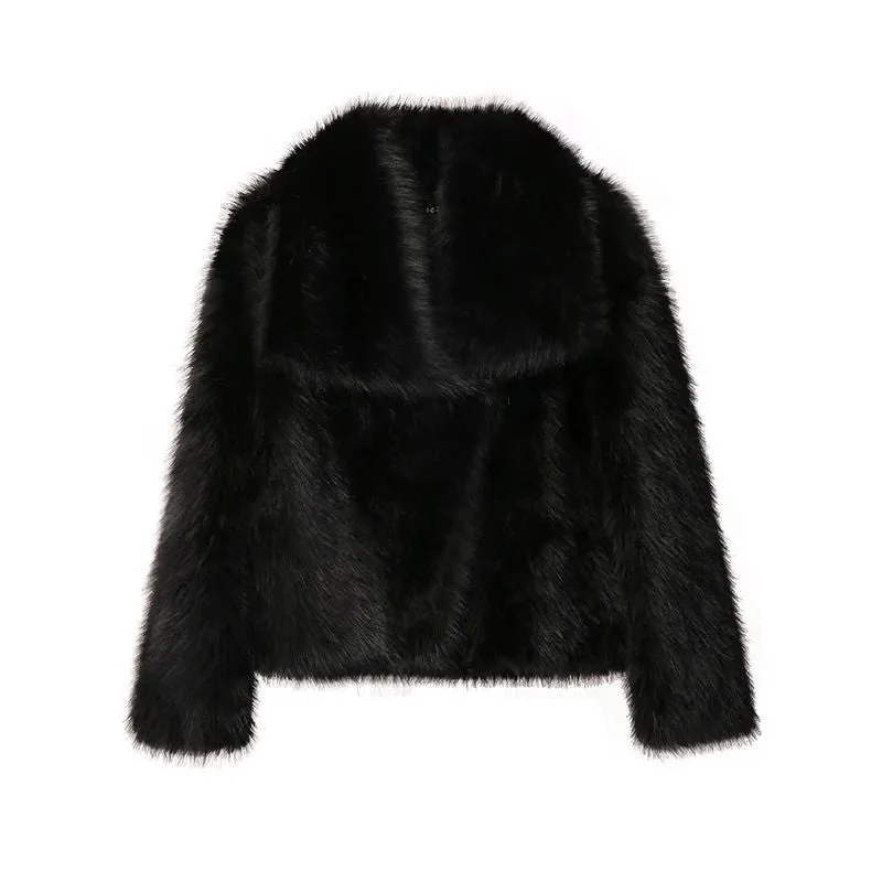 Luxury Faux Fur Collar Fur Coats