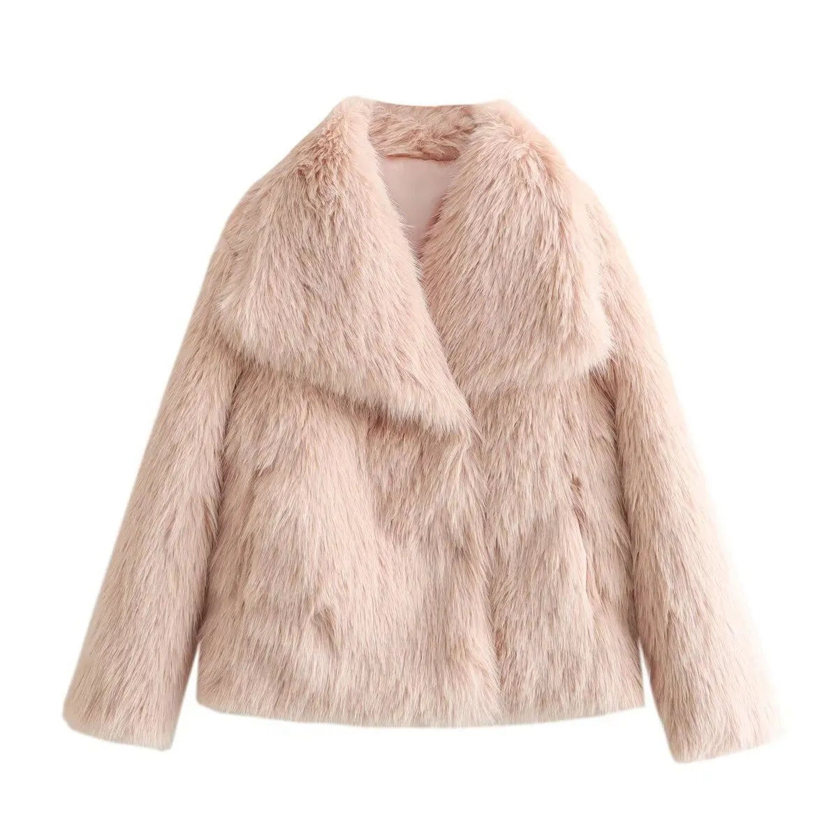 Luxury Faux Fur Collar Fur Coats