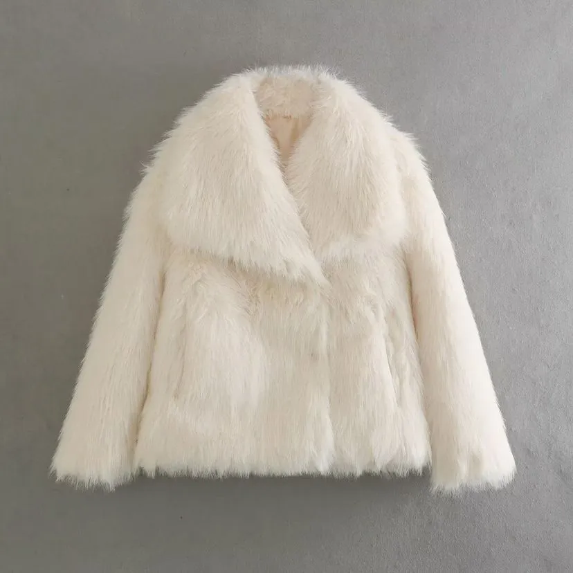 Luxury Faux Fur Collar Fur Coats