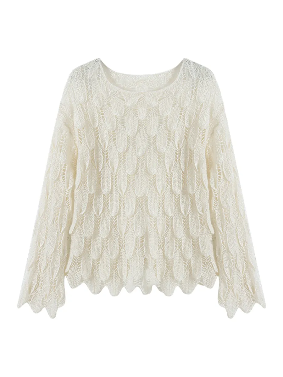 luxury high-end Romantic ultra-young mohair cropped neckline pullover sweater