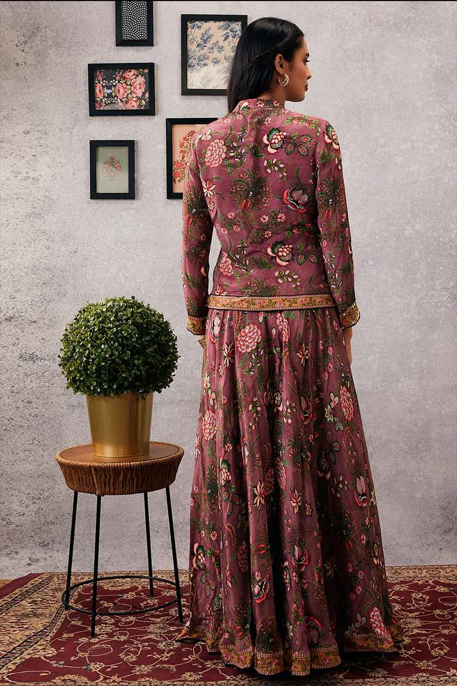 Mehr Embroidered Jacket With Flared Pants