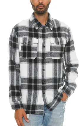 Men's Checkered Soft Flannel Shacket in White/Black: A Fusion of Comfort and Class