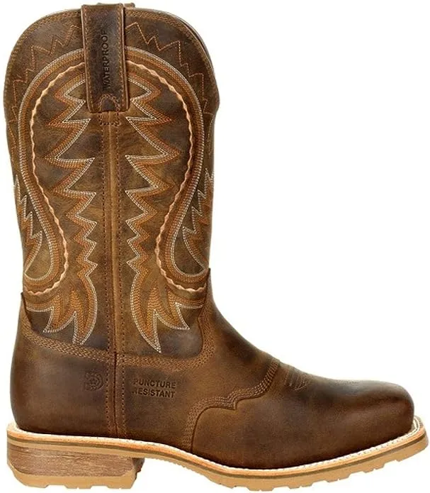 Men's Durango Maverick Pro Rugged Tan WP, PR, SR Pull On Steel Toe Western Work Boot