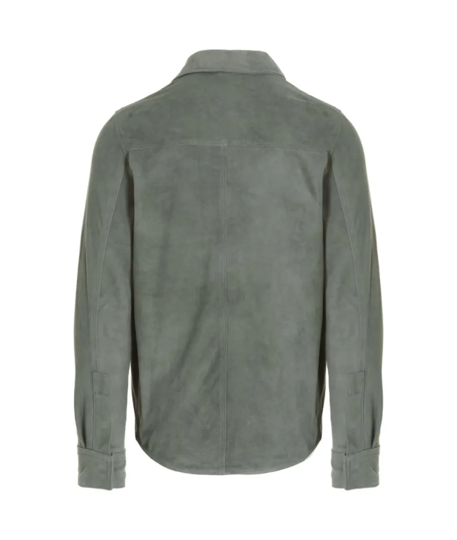 Men's Dusty Gray Suede Classic Leather Shirt