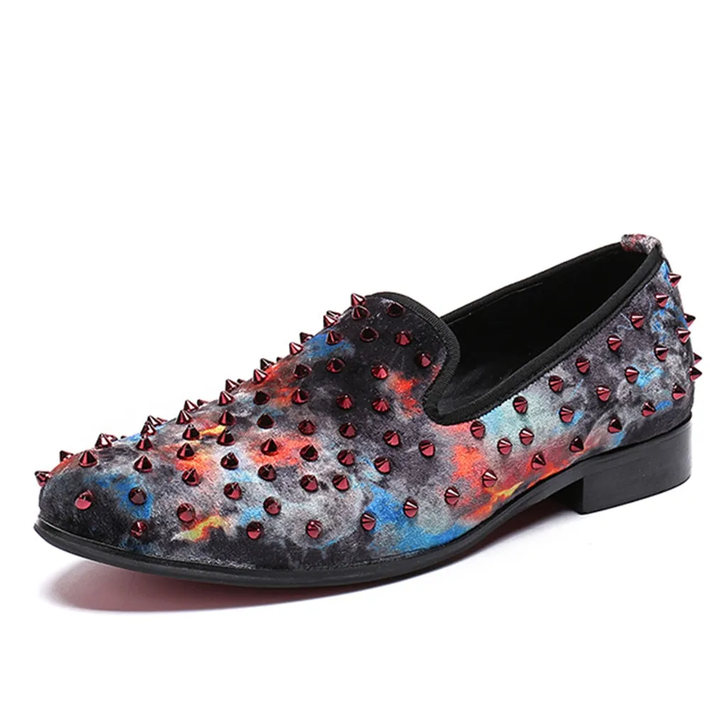 Mens Pointed Slip on Oxfords with Decoration