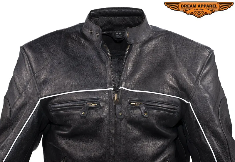 Mens Racer Jacket with Relfective Piping