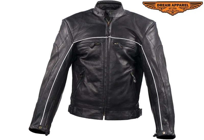 Mens Racer Jacket with Relfective Piping