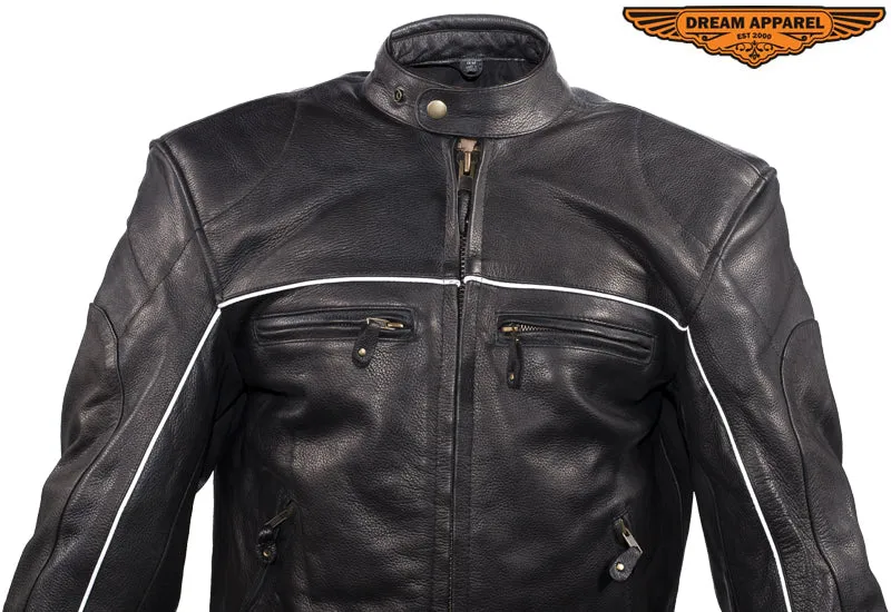 Mens Racer Jacket with Relfective Piping