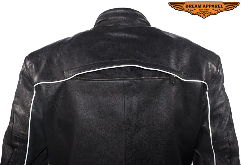 Mens Racer Jacket with Relfective Piping