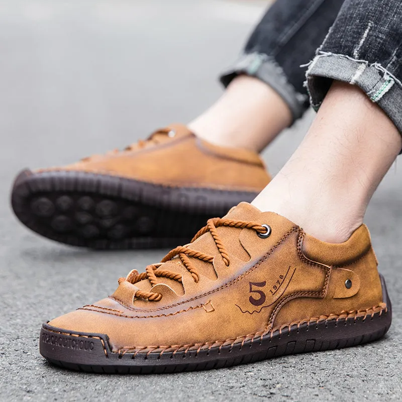 Men's Spring/Autumn Casual Leather Handmade Breathable Loafers/Sneakers | Plus Size