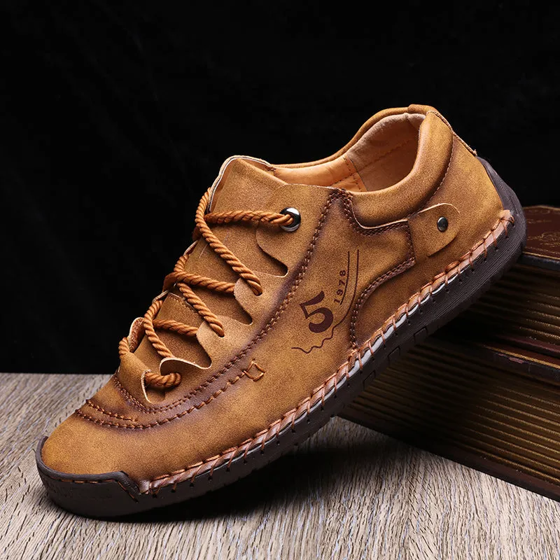 Men's Spring/Autumn Casual Leather Handmade Breathable Loafers/Sneakers | Plus Size