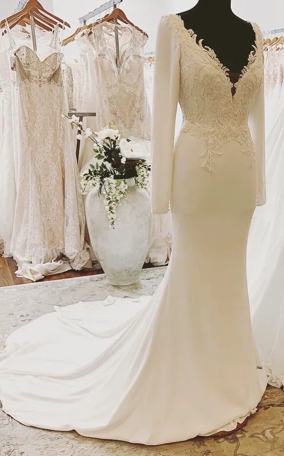 Mermaid Long Sleeve Sexy Sheer Back Wedding Dress