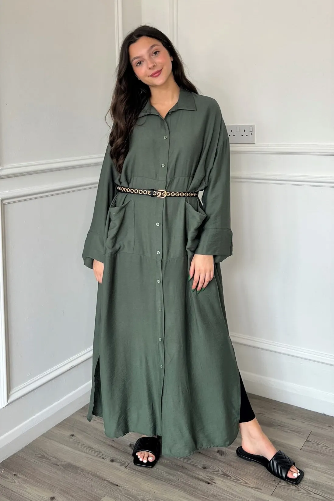 Mimi Oversized Jacket/Dress - Khaki Green