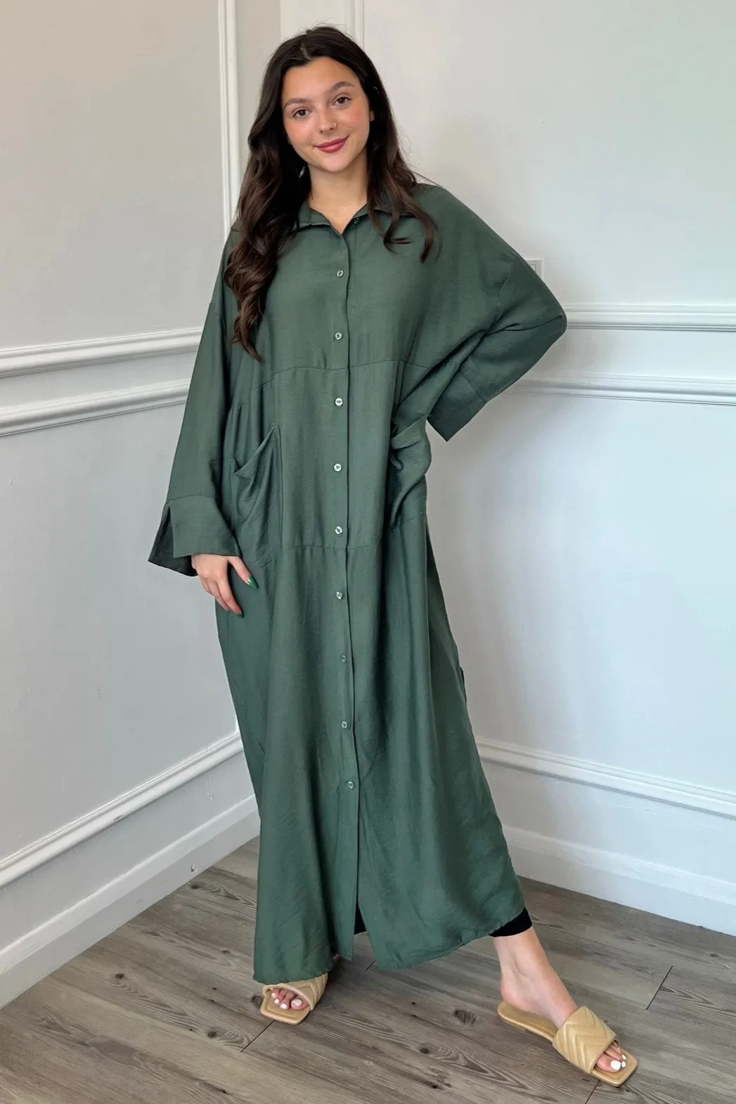 Mimi Oversized Jacket/Dress - Khaki Green