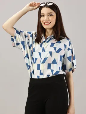 Minimalist Geometry Half-Sleeve Oversized Shirt