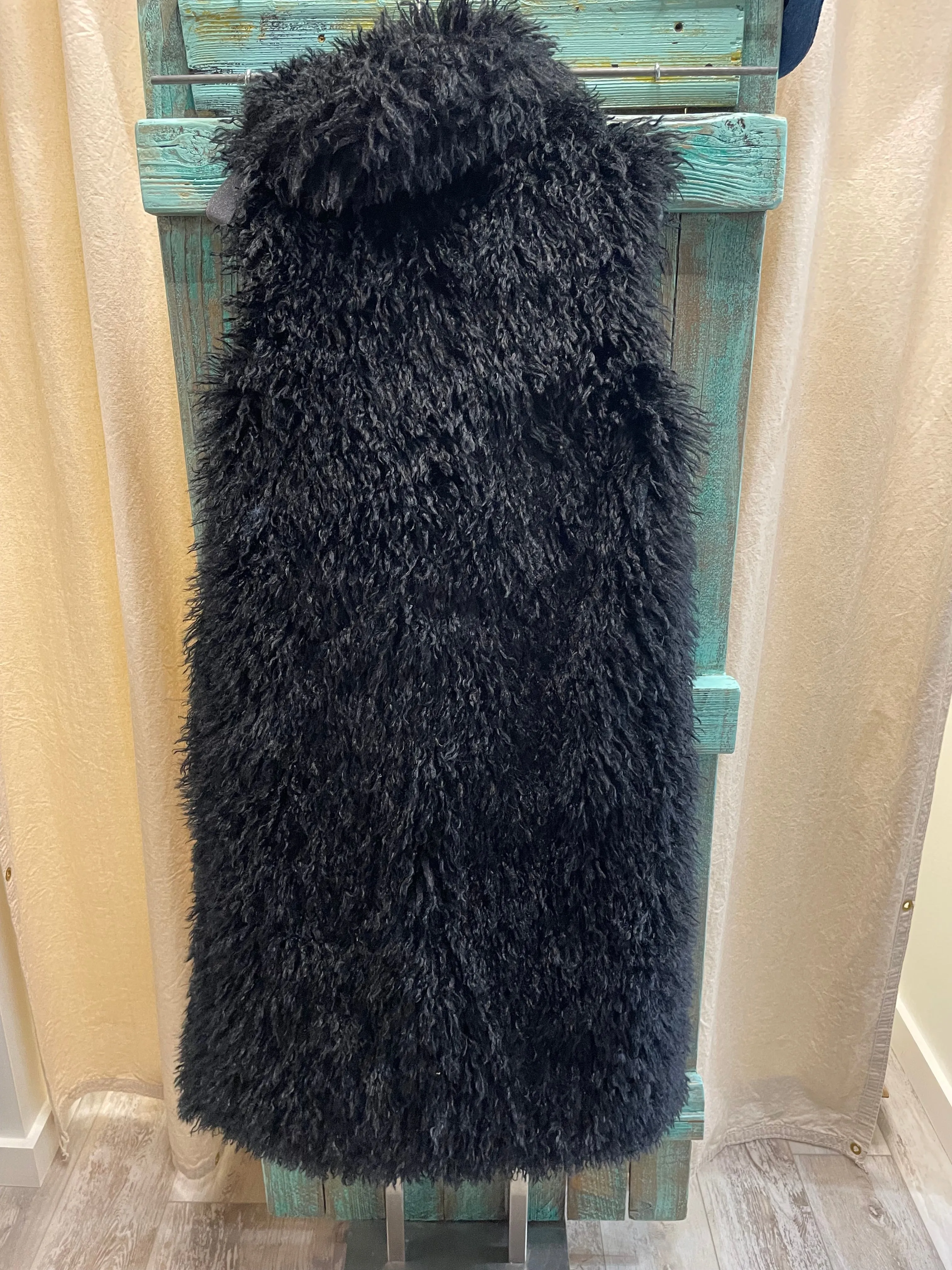 Mongolian Fur Jacket in Turquoise