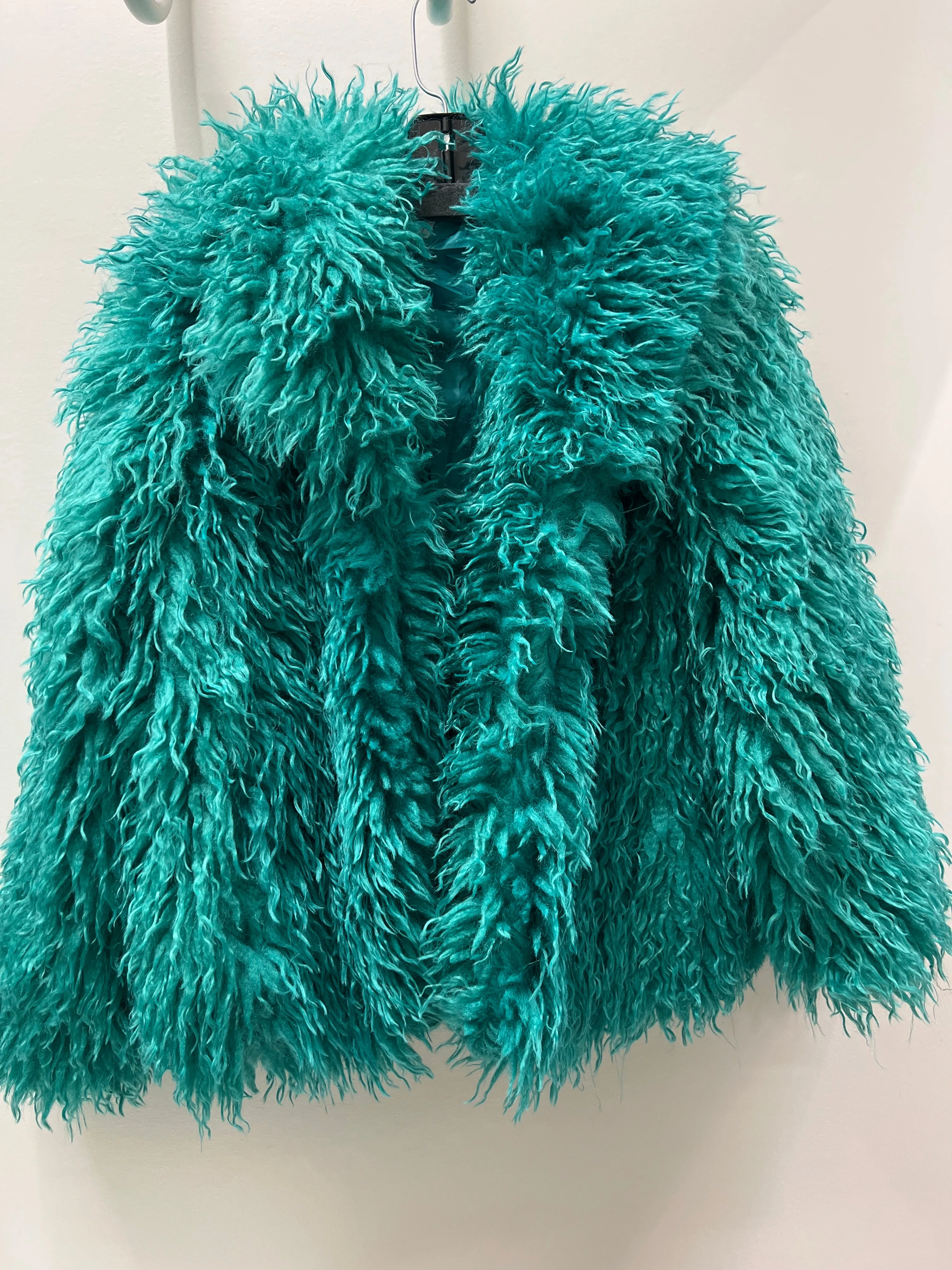 Mongolian Fur Jacket in Turquoise