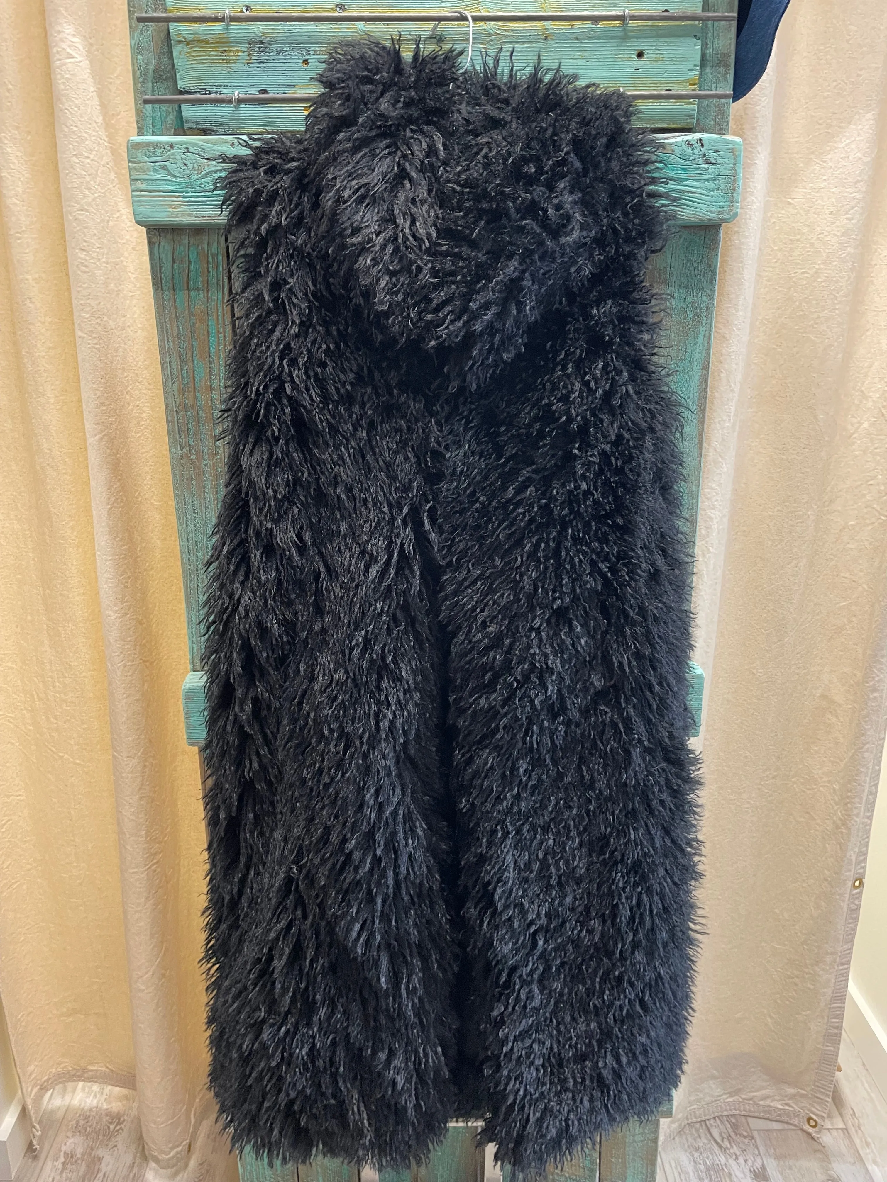 Mongolian Fur Jacket in Turquoise