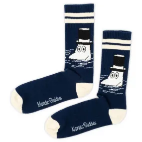 Moominpappa Retro Socks Navy Blue 40-45 - Nordicbuddies