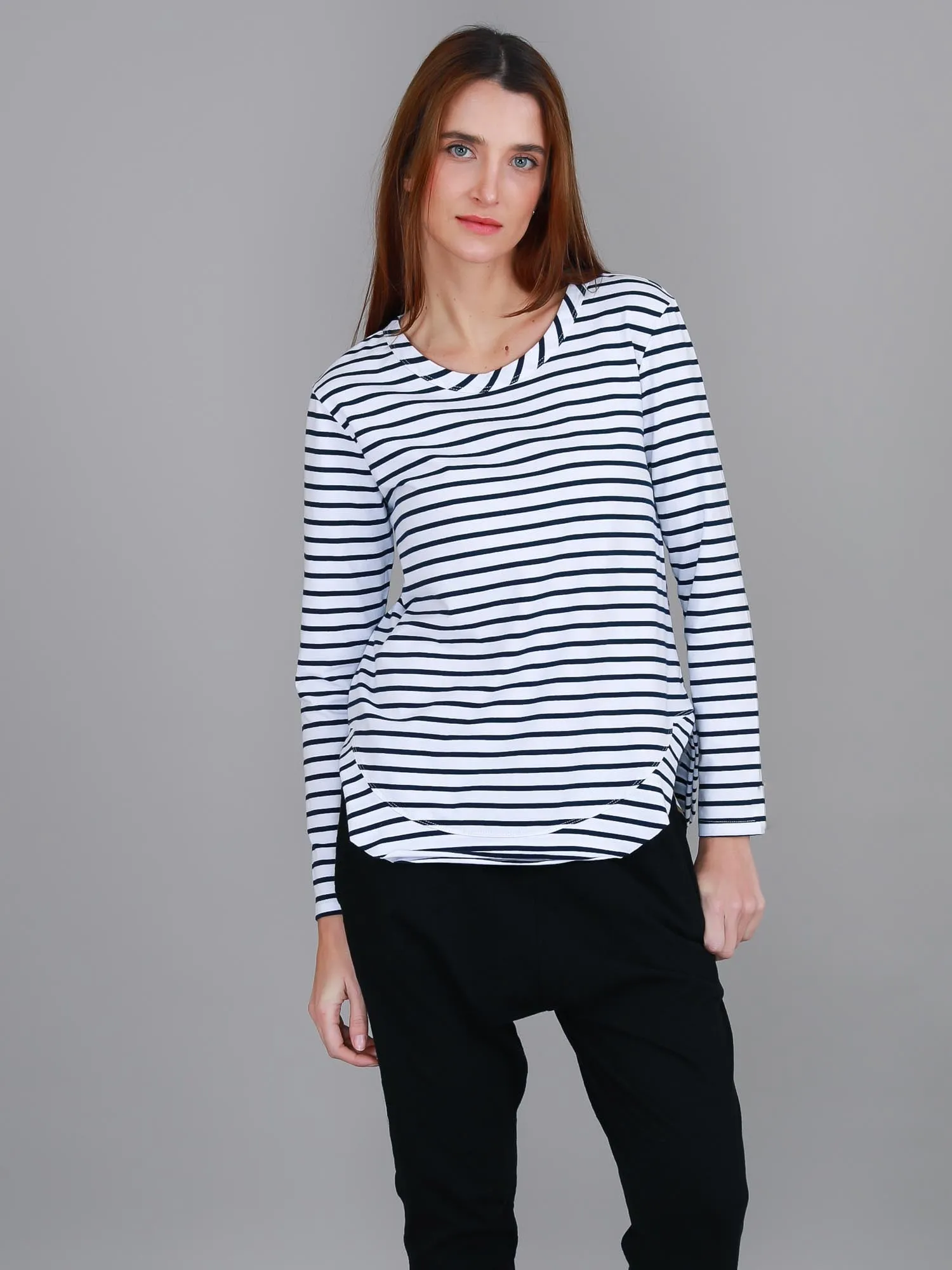 Mosman Curved Hem Long Sleeve T Shirt