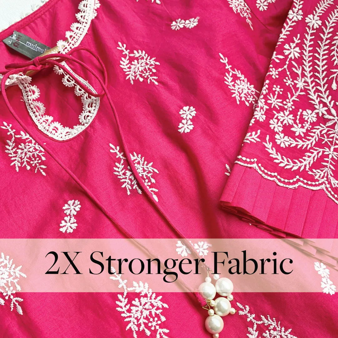 Mulmul Cotton Asteria Pink Kurta With Asteria Pink Palazzo