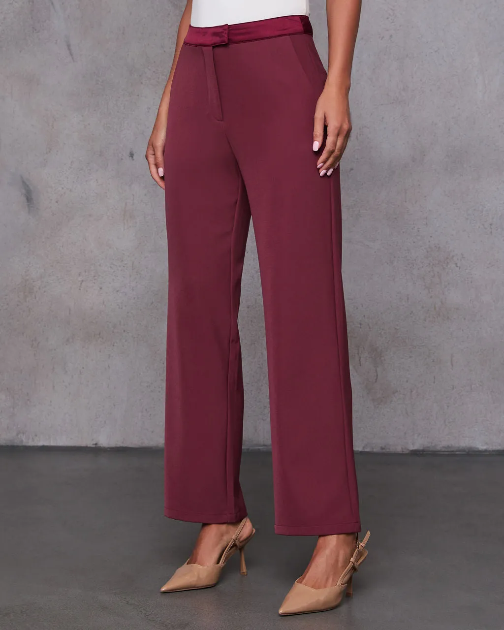 Nasha Satin Contrast High Waist Pants