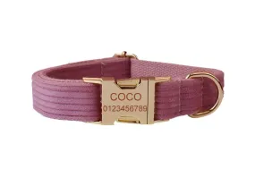 Old Rose Pink Velvet Dog Collar with Detachable Bow Tie - Personalized