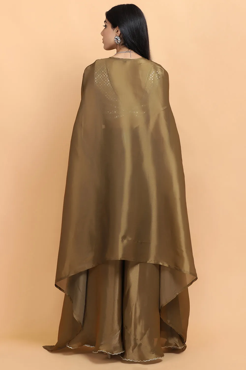 Olive Green Handpainted Cape Set