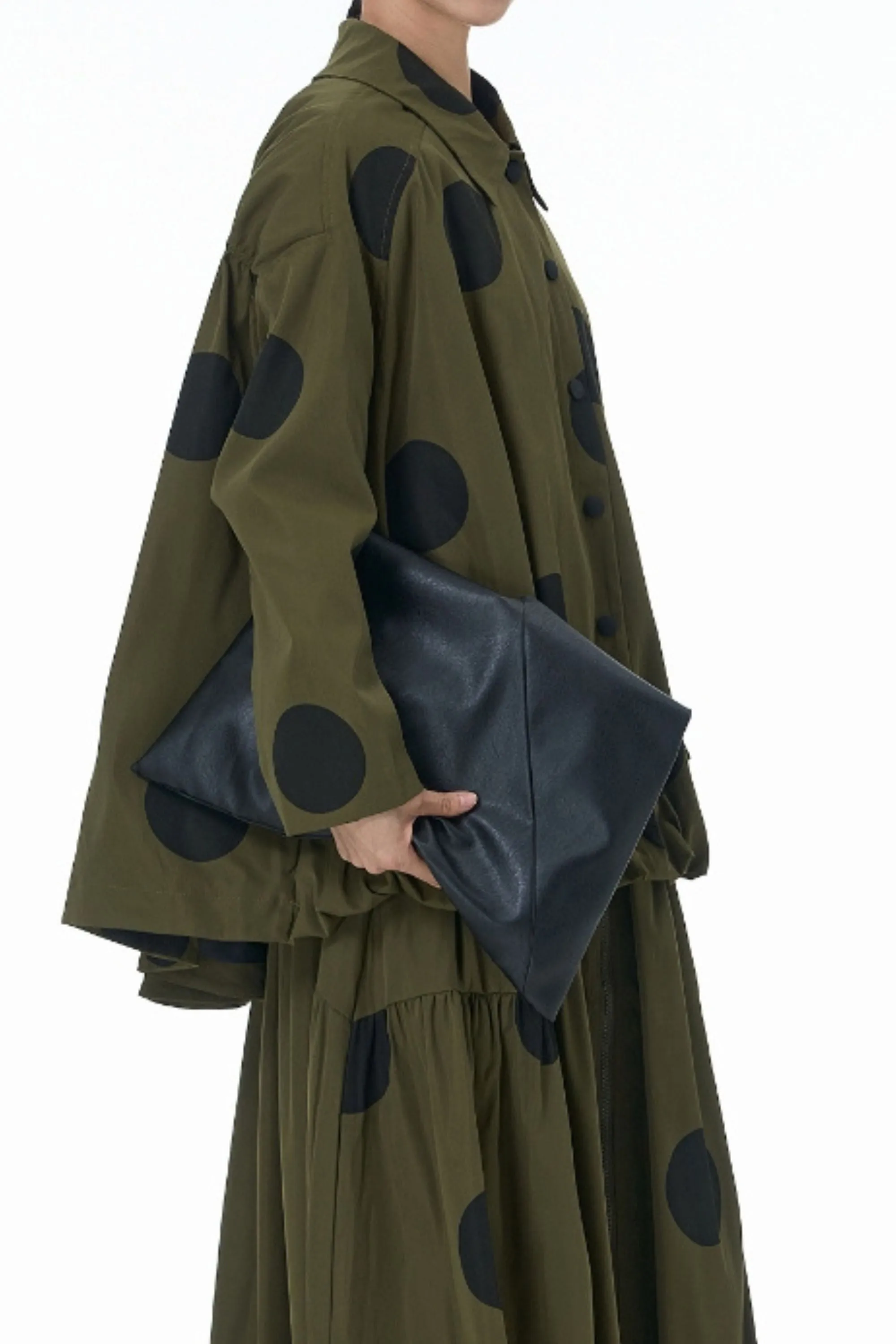 Olive Jacket With Black Polka Dot