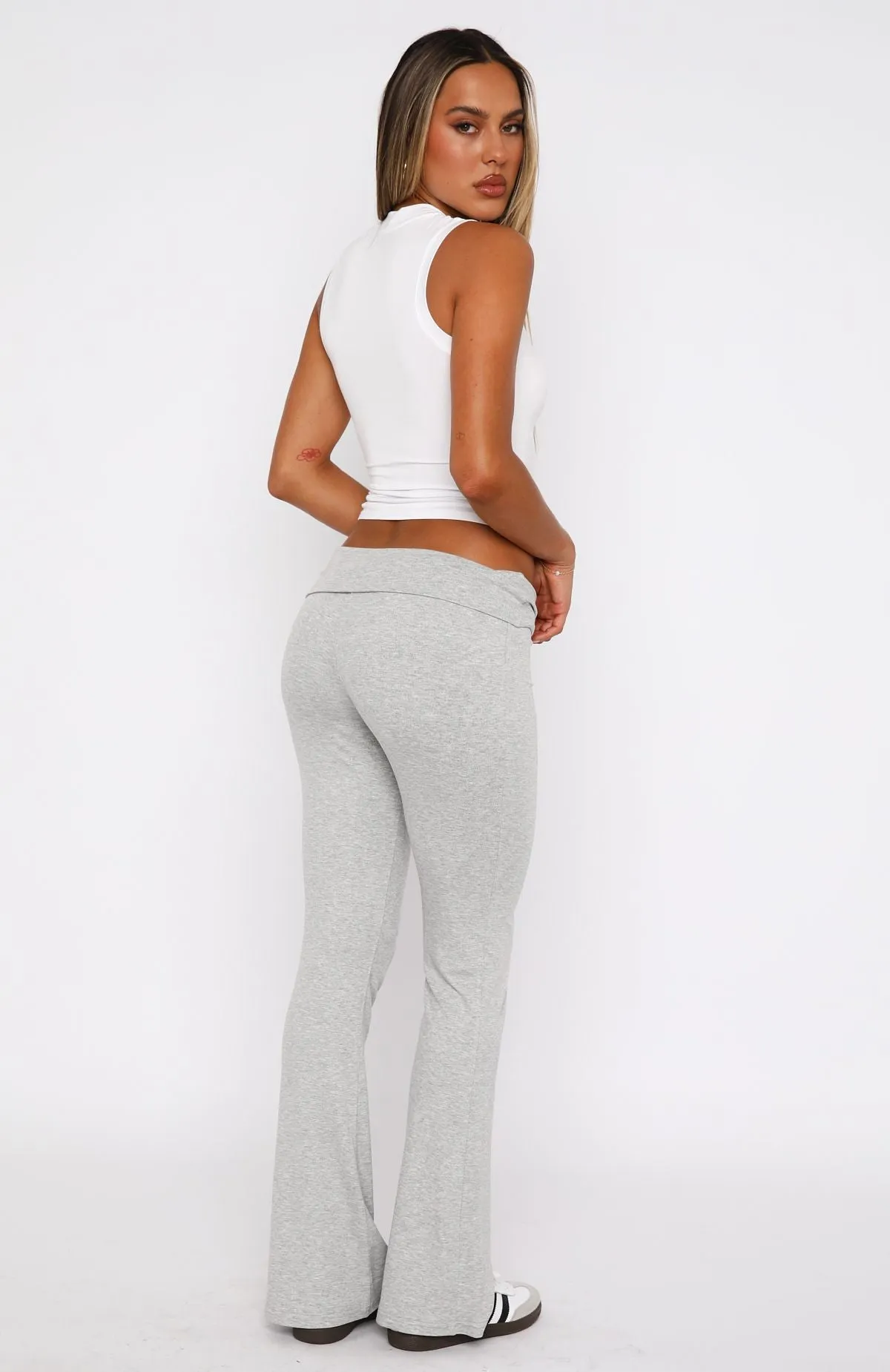 Out Of The Blue Flare Pants Light Grey Marle