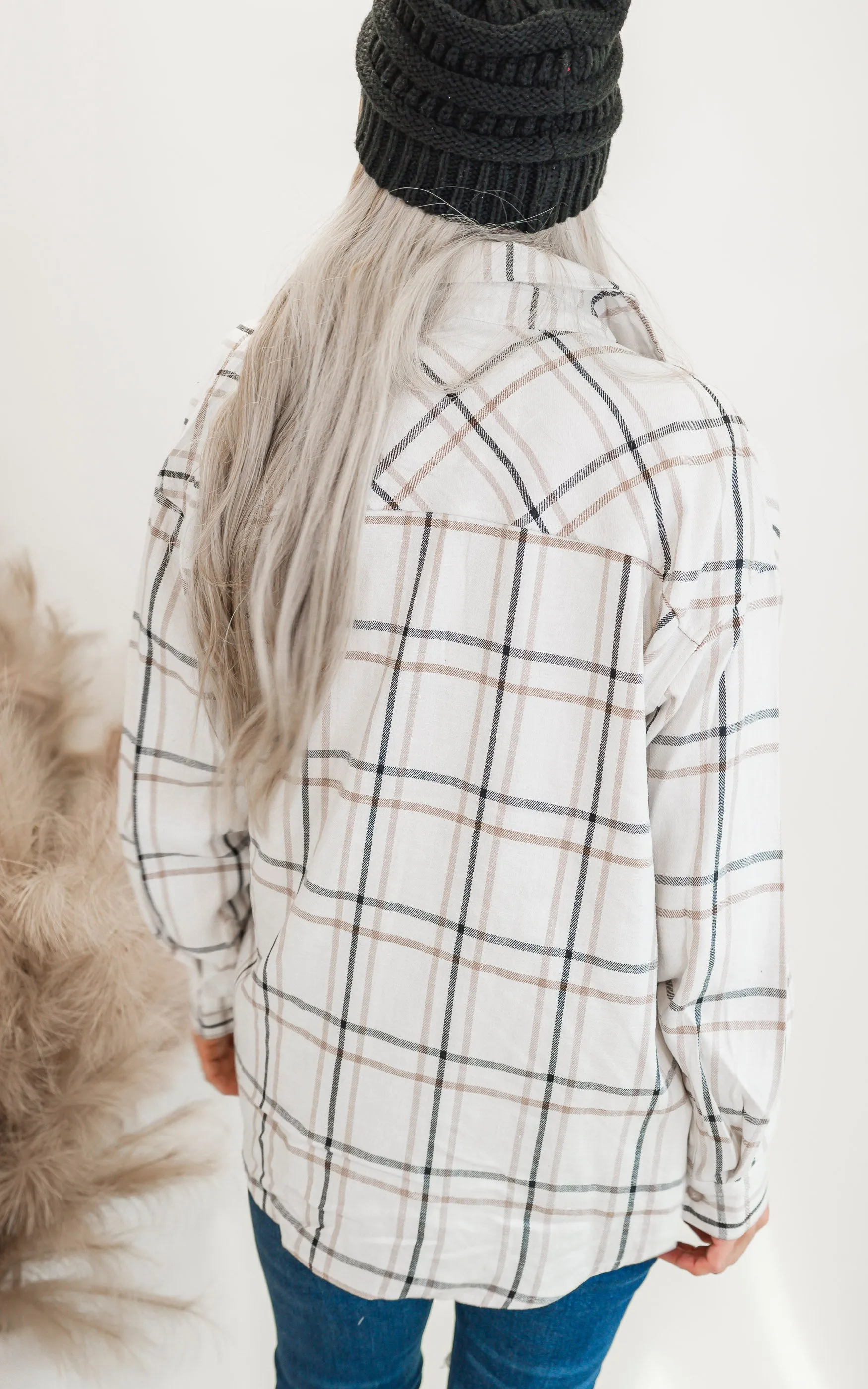 Oversized Plaid Linen Blend Shirt