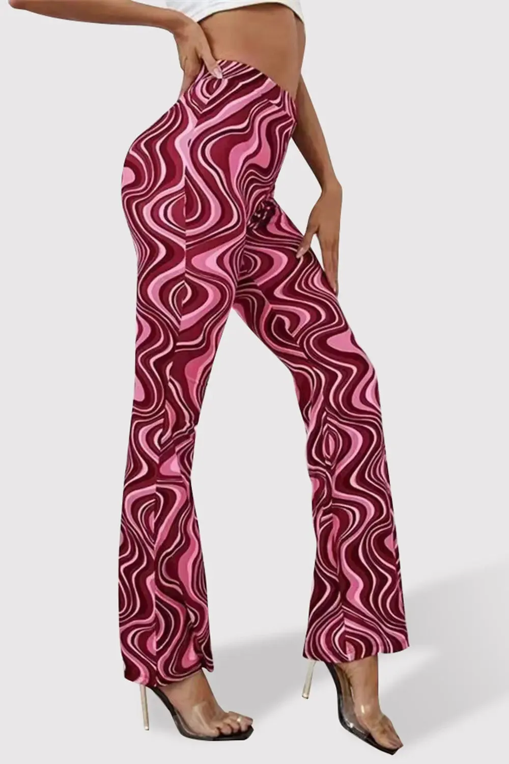 Paisley Printed High Waist Flare Pants