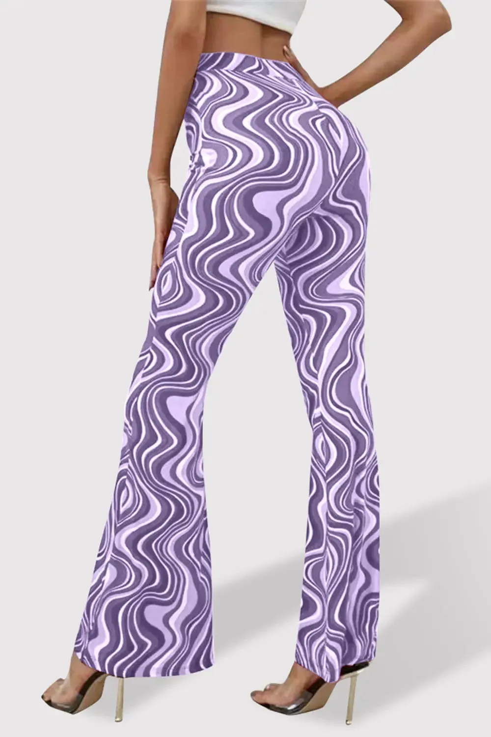 Paisley Printed High Waist Flare Pants