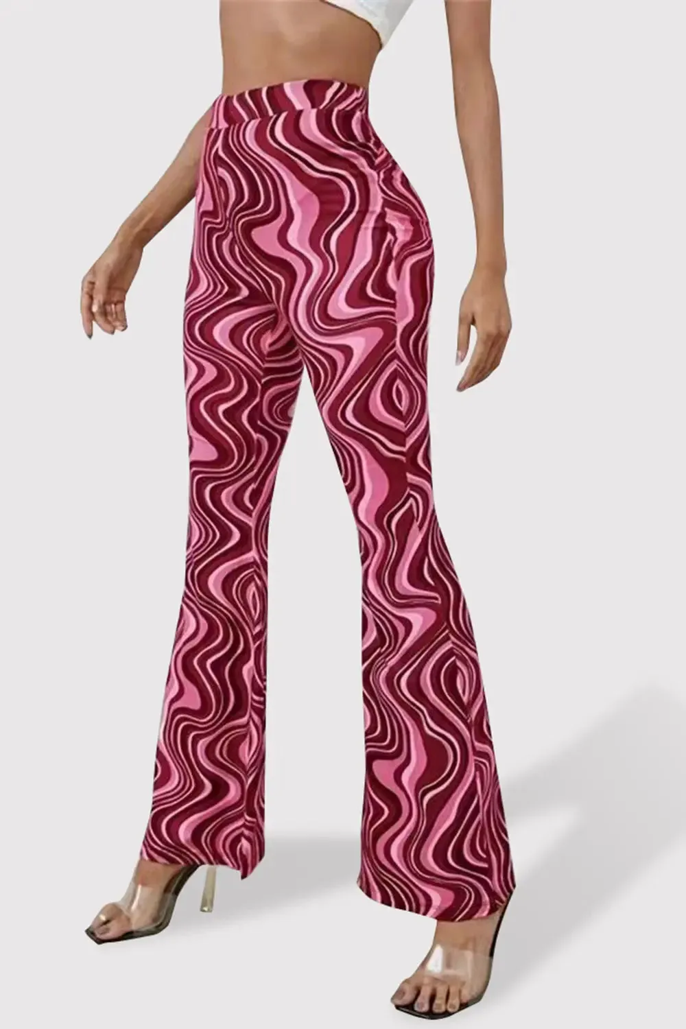 Paisley Printed High Waist Flare Pants