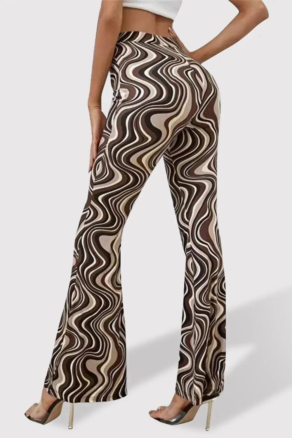 Paisley Printed High Waist Flare Pants