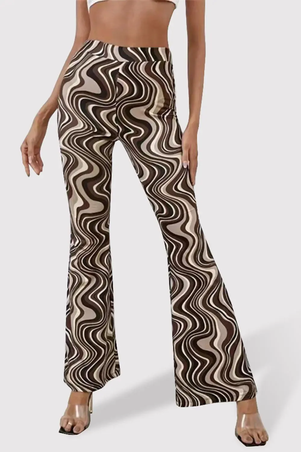 Paisley Printed High Waist Flare Pants