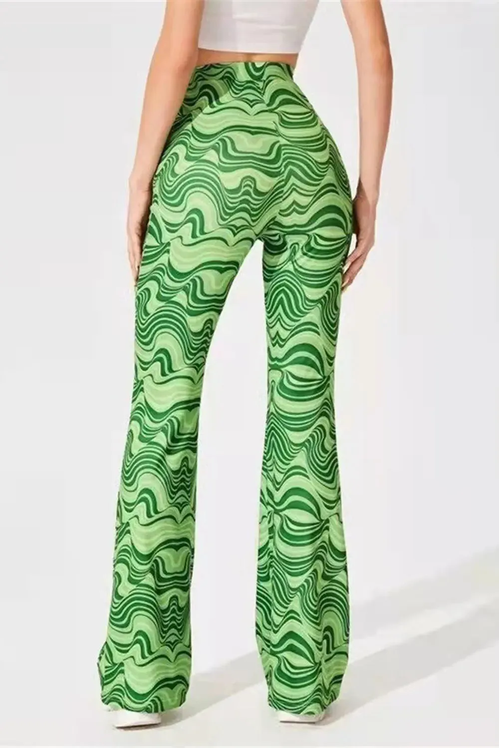 Paisley Printed High Waist Flare Pants