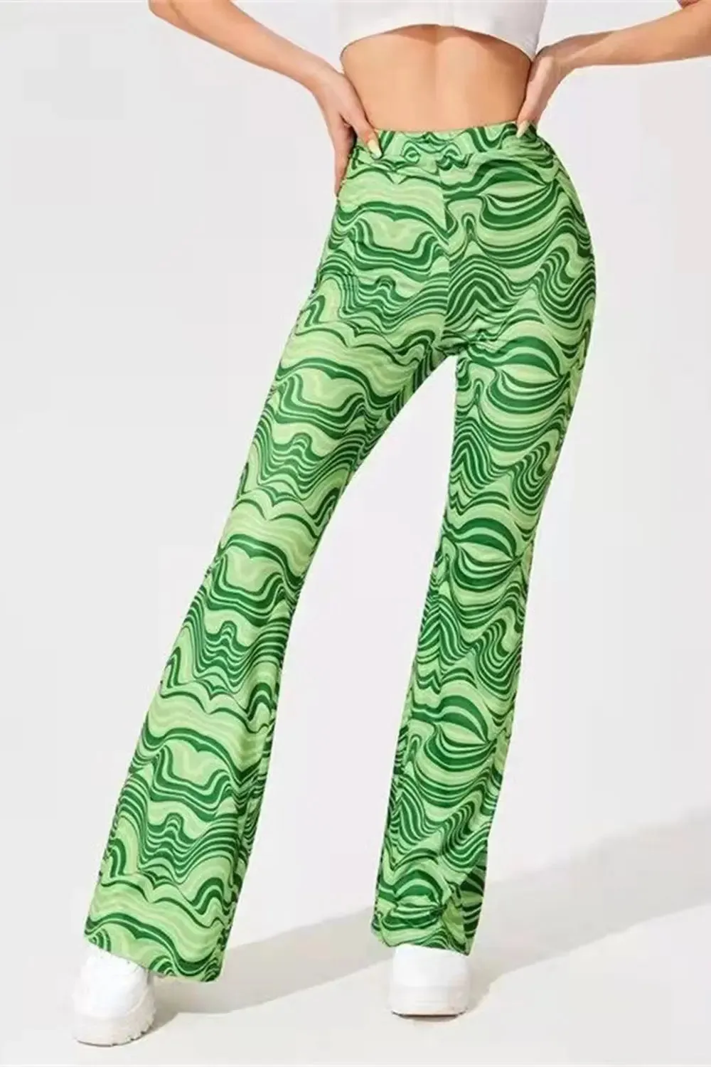 Paisley Printed High Waist Flare Pants